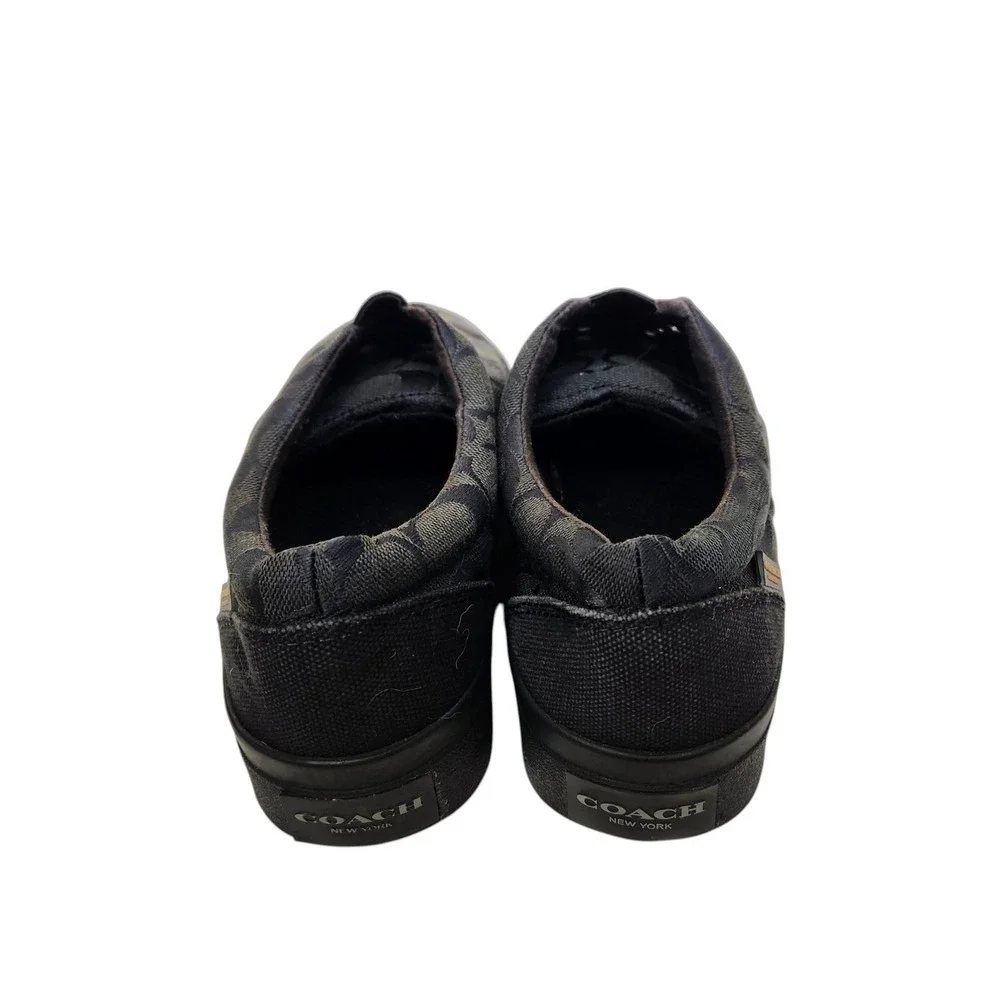 COACH Margo Shoes Womens 8 Black Signature Canvas Slip On Sneakers Q3253/A4941